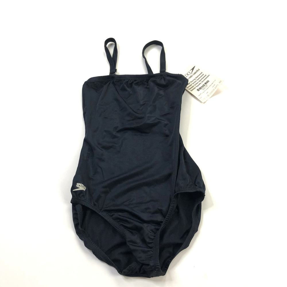 VINTAGE VTG 80s/90s Speedo NEW 9/10 Swimsuit One Piece Nylon Made in USA Black